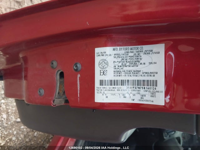 Продажа на аукционе авто 2005 Ford Focus Zx5, vin: 3FAFP37N75R160124, номер лота: 12690102