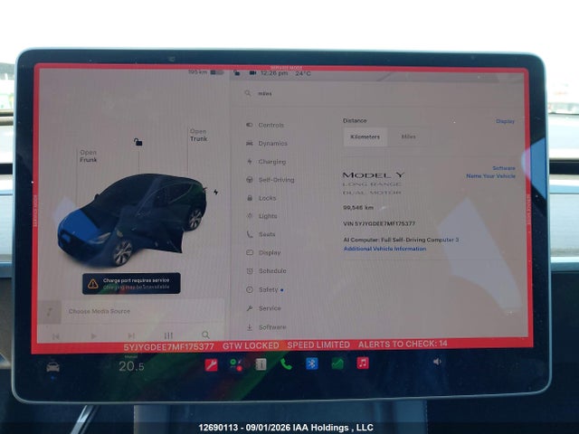 Aukcja sprzedaży 2021 Tesla Model Y Long Range, vin: 5YJYGDEE7MF175377, numer aukcji: 12690113