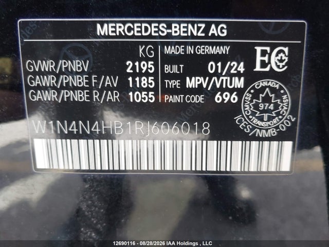 Aukcja sprzedaży 2024 Mercedes-benz Gla 250 4matic, vin: W1N4N4HB1RJ606018, numer aukcji: 12690116