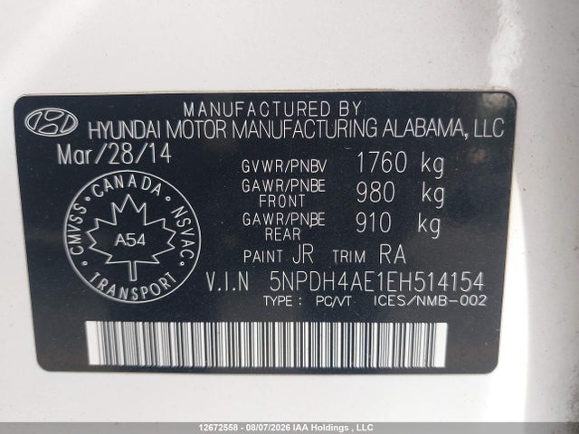 Hyundai ELANTRA GL 2014 5NPDH4AE1EH514154 Image 21