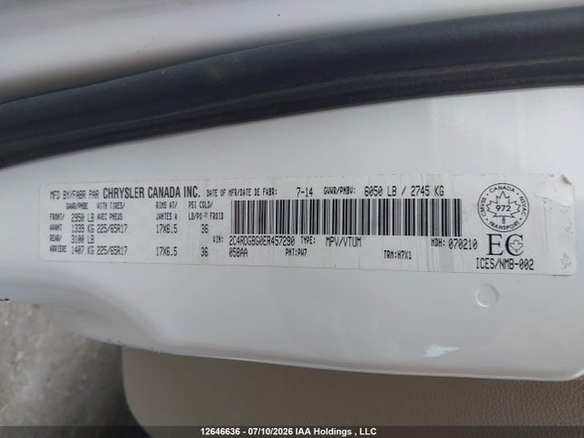 Продаж на аукціоні авто 2014 Dodge Grand Caravan Se/sxt, vin: 2C4RDGBG0ER457290, номер лоту: 12646636