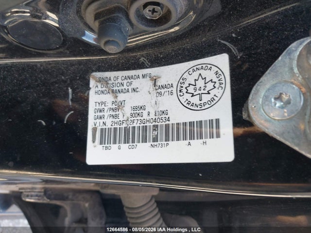 Honda Civic Ex 4dr 2016 2HGFC2F73GH040534 Image 9