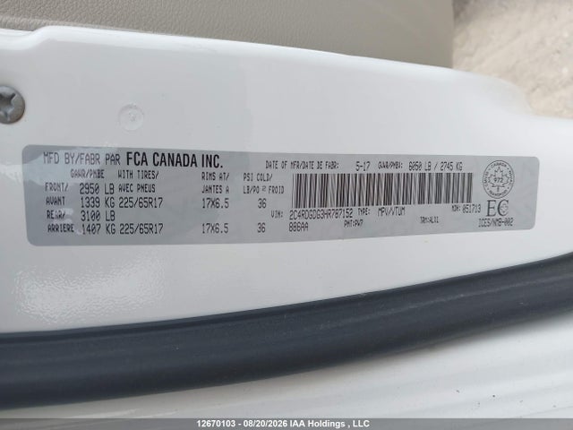 Dodge Grand Caravan Crew 2017 2C4RDGDG3HR787152 Image 9