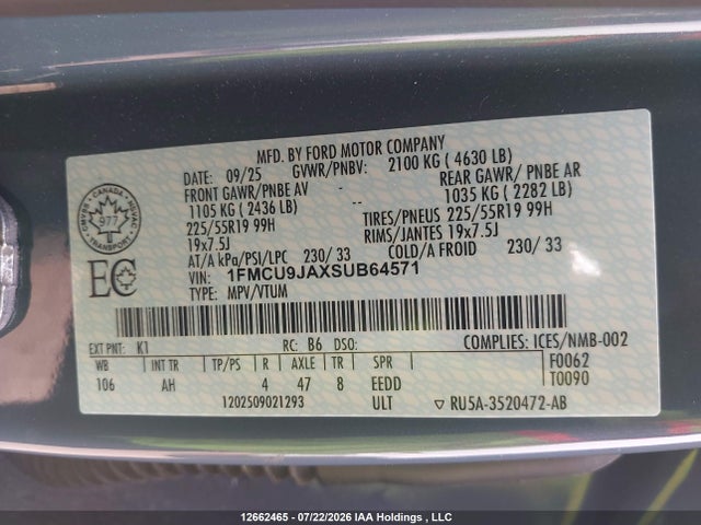 Ford Escape Platinum 2025 1FMCU9JAXSUB64571 Image 19