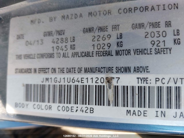 Mazda Mazda6 Gx 2014 JM1GJ1U64E1120577 Image 18