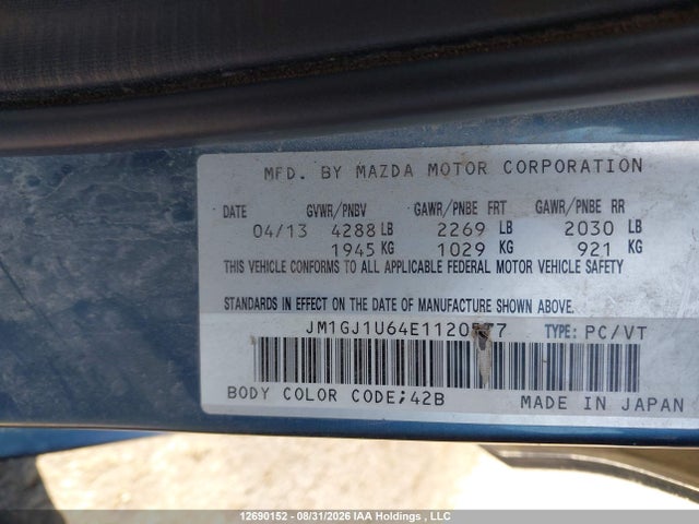 Mazda Mazda6 Gx 2014 JM1GJ1U64E1120577 Image 9