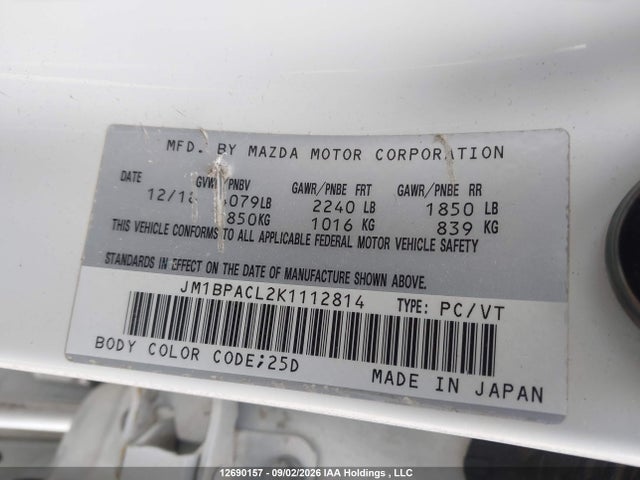Продажа на аукционе авто 2019 Mazda Mazda3 Gs, vin: JM1BPACL2K1112814, номер лота: 12690157