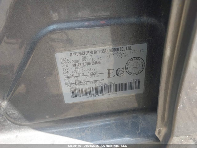 Nissan Sentra 2017 3N1AB7AP8HY391566 Image 9