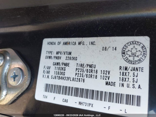 Acura RDX 2015 5J8TB4H33FL802676 Image 20