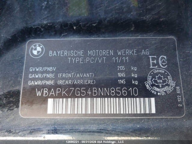 Продаж на аукціоні авто 2011 Bmw 328 Xi, vin: WBAPK7G54BNN85610, номер лоту: 12690221