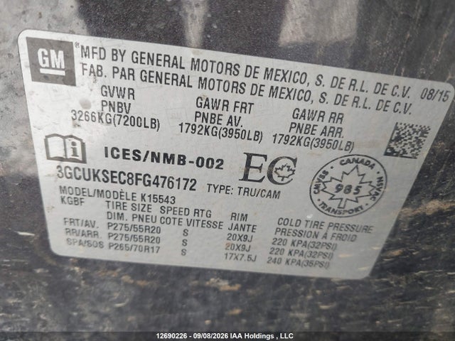 Chevrolet Silverado K1500 Ltz 2015 3GCUKSEC8FG476172 Image 18