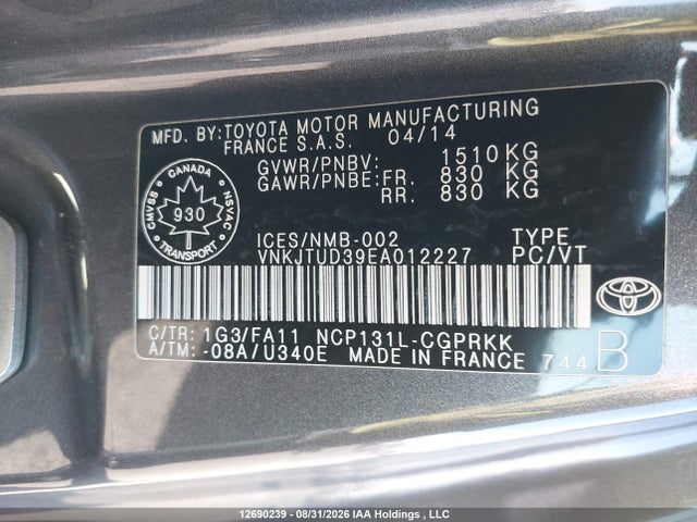 Toyota Yaris 2014 VNKJTUD39EA012227 Image 9
