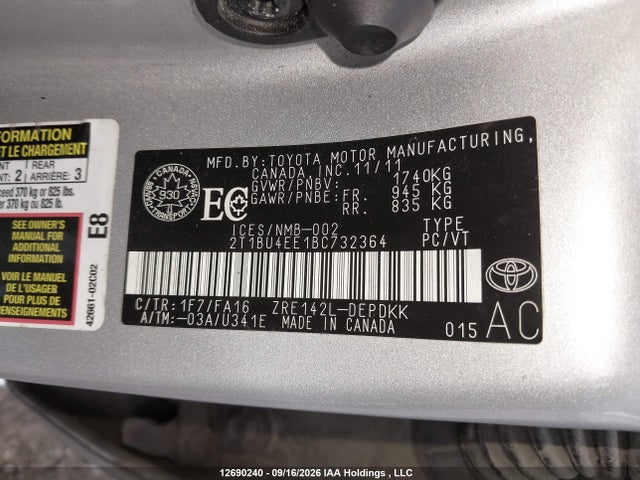 Продажа на аукционе авто 2011 Toyota Corolla Ce, vin: 2T1BU4EE1BC732364, номер лота: 12690240