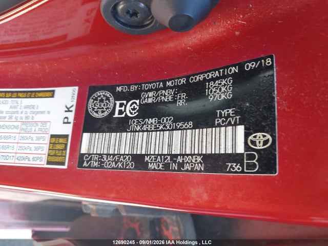 JTNK4RBE5K3019568 Toyota Corolla Se/xse