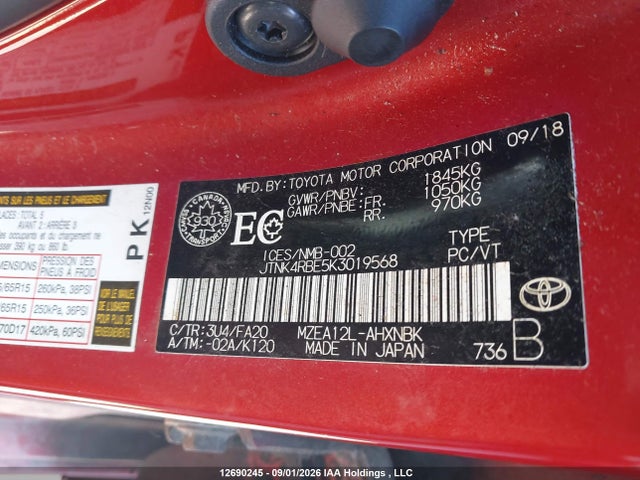 JTNK4RBE5K3019568 Toyota Corolla Se/xse