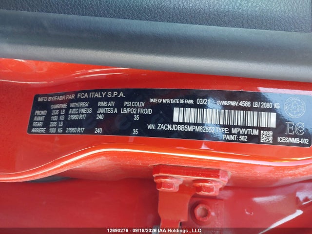 Продаж на аукціоні авто 2021 Jeep Renegade Latitude, vin: ZACNJDBB5MPM82552, номер лоту: 12690276
