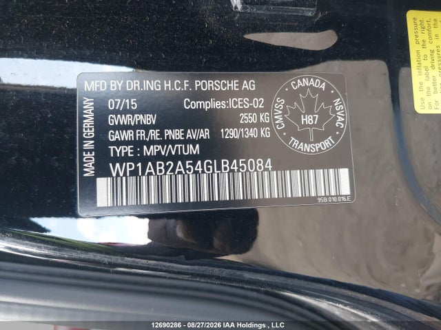 Продажа на аукционе авто 2016 Porsche Macan S, vin: WP1AB2A54GLB45084, номер лота: 12690286