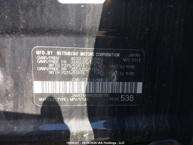 JA4AT4AA4KZ606114 Mitsubishi Eclipse Cross Gt/se