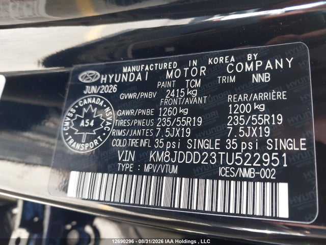 Продаж на аукціоні авто 2026 Hyundai Tucson Ultimate Plug-in Hybrid Awd, vin: KM8JDDD23TU522951, номер лоту: 12690296
