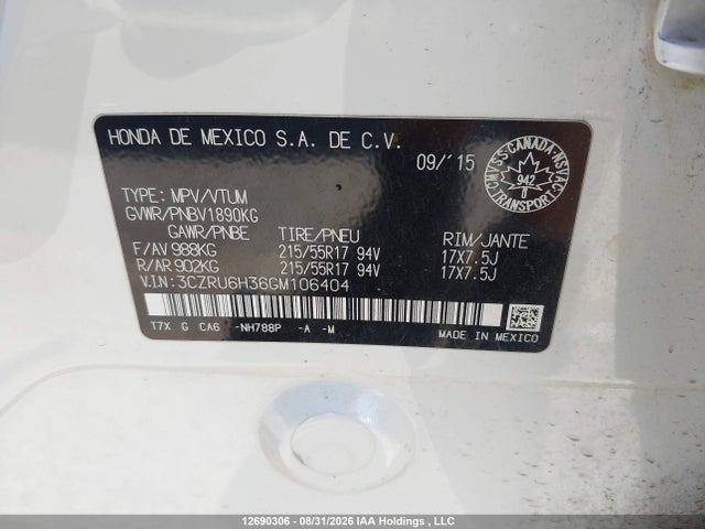 Honda HR-V LX 2016 3CZRU6H36GM106404 Image 18