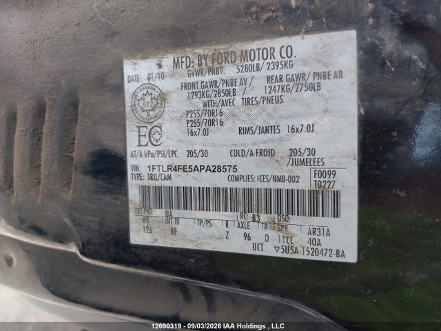 12690319 :رقم المزاد ، 1FTLR4FE5APA28575 vin ، 2010 Ford Ranger مزاد بيع