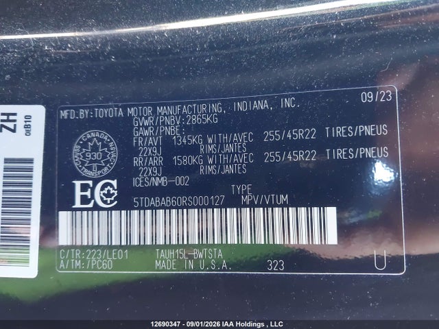 12690347 :رقم المزاد ، 5TDABAB60RS000127 vin ، 2024 Lexus Tx 500h مزاد بيع