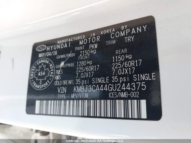 Hyundai Tucson Luxury 2016 KM8J3CA44GU244375 Image 9