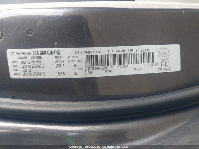 Продажа на аукционе авто 2017 Chrysler Pacifica Touring L Plus, vin: 2C4RC1EG9HR553886, номер лота: 12690368