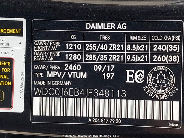 12690374 :رقم المزاد ، WDC0J6EB4JF348113 vin ، 2018 Mercedes-benz Glc Coupe 43 4matic Amg مزاد بيع
