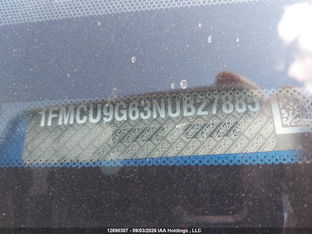 12690387 :رقم المزاد ، 1FMCU9G63NUB27885 vin ، 2022 Ford Escape Se مزاد بيع