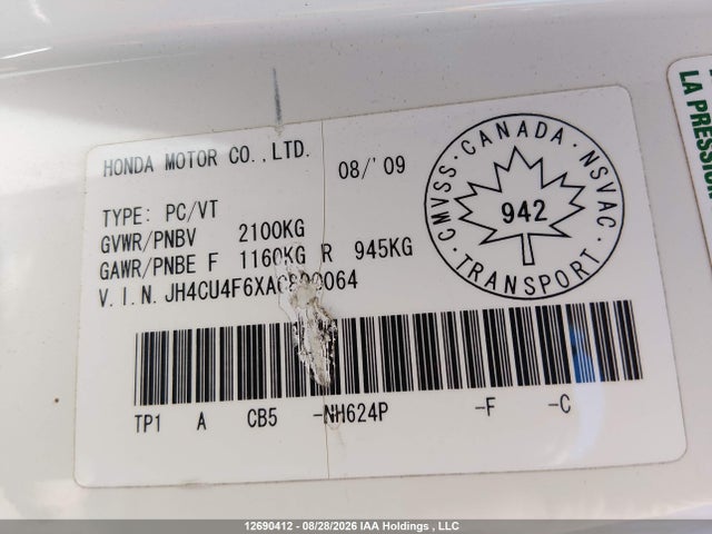 Продаж на аукціоні авто 2010 Acura Tsx, vin: JH4CU4F6XAC800064, номер лоту: 12690412