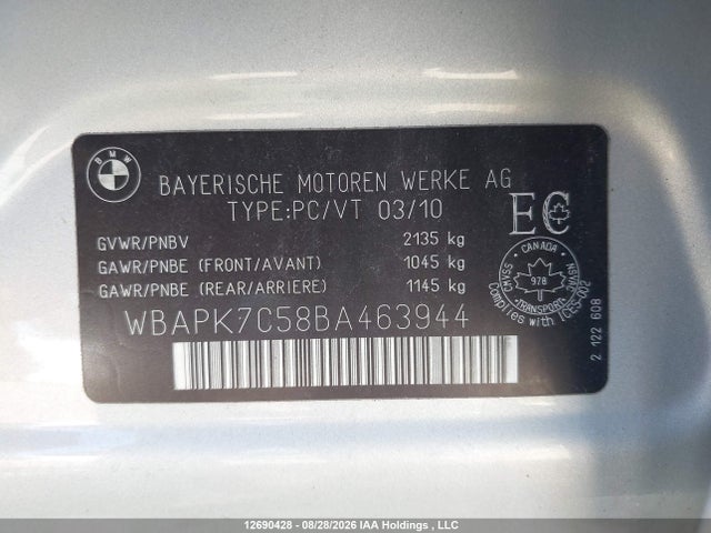 Aukcja sprzedaży 2011 Bmw 328 Xi, vin: WBAPK7C58BA463944, numer aukcji: 12690428