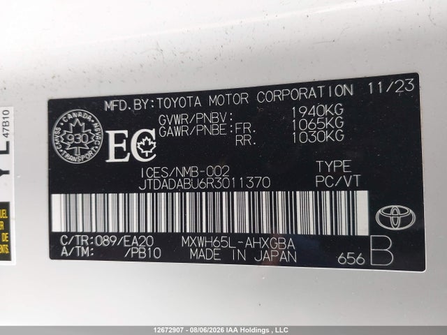 JTDADABU6R3011370 Toyota PRIUS XLE
