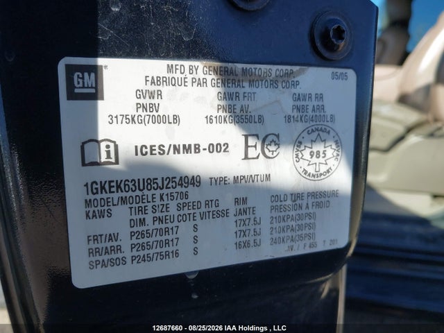 Продажа на аукционе авто 2005 Gmc Yukon Denali Denali, vin: 1GKEK63U85J254949, номер лота: 12687660