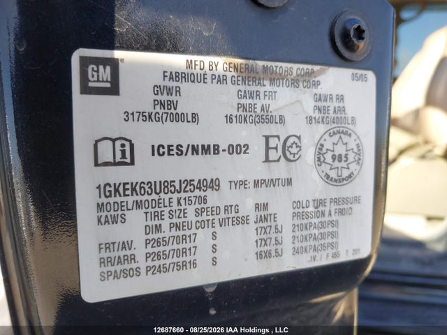 Продажа на аукционе авто 2005 Gmc Yukon Denali Denali, vin: 1GKEK63U85J254949, номер лота: 12687660