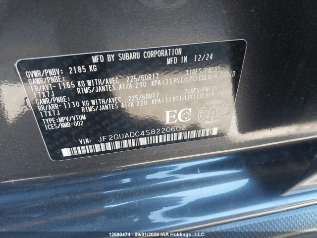 Subaru Crosstrek Touring 2025 JF2GUADC4S8220602 Image 9