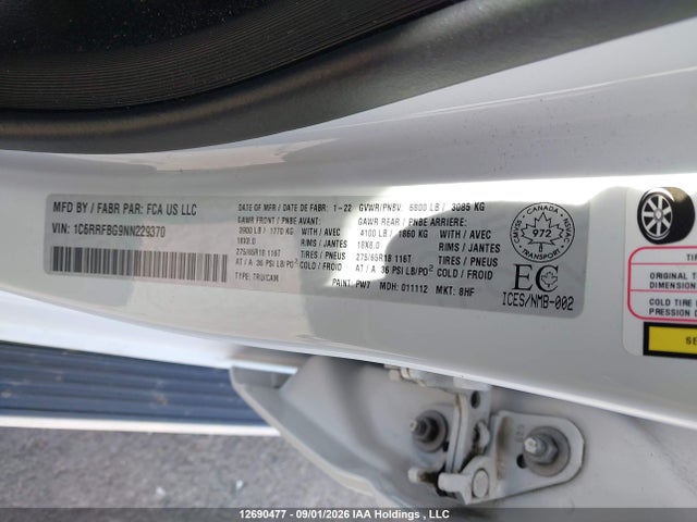 RAM 1500 Big Horn 2022 1C6RRFBG9NN229370 Image 9