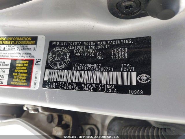 Toyota Camry 2014 4T1BF1FK9EU308771 Image 19