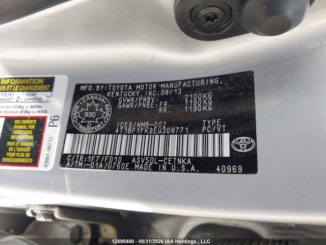 Toyota Camry 2014 4T1BF1FK9EU308771 Image 9