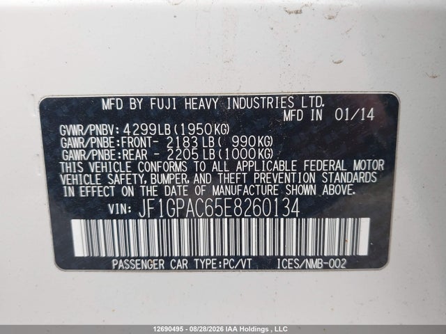 JF1GPAC65E8260134 Subaru Impreza Premium