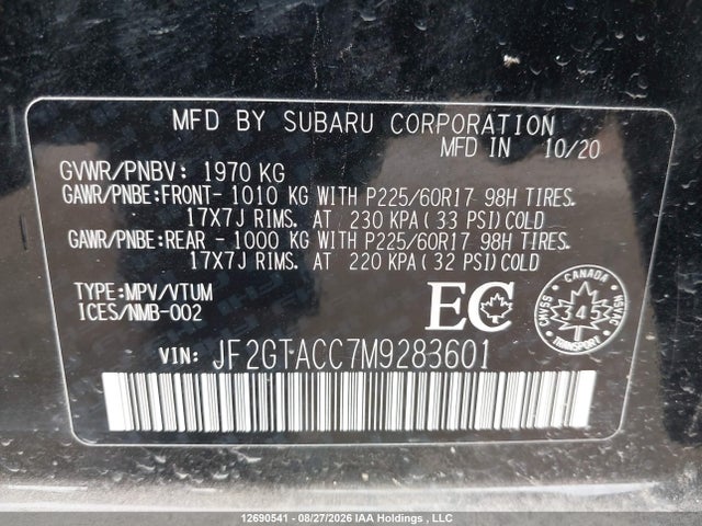 JF2GTACC7M9283601 Subaru Crosstrek Touring