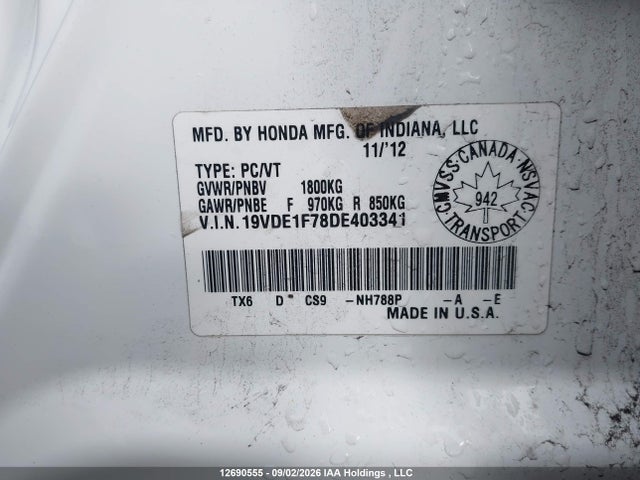 Продажа на аукционе авто 2013 Acura Ilx, vin: 19VDE1F78DE403341, номер лота: 12690555
