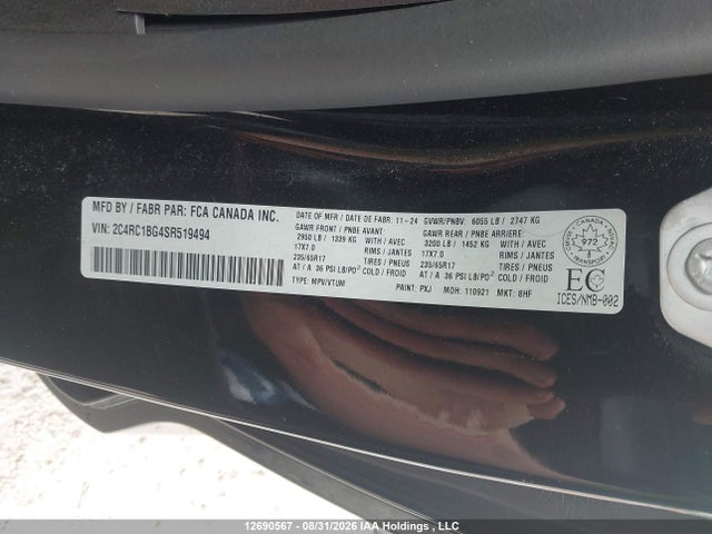 Chrysler Pacifica 2025 2C4RC1BG4SR519494 Image 9