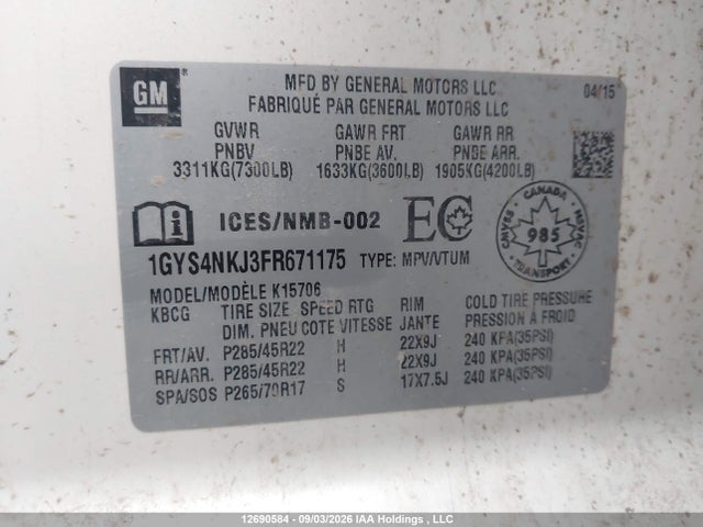 Cadillac Escalade Premium 2015 1GYS4NKJ3FR671175 Image 18