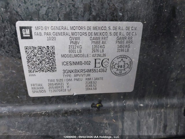 Chevrolet BLAZER RS 2021 3GNKBKRS4MS514362 Image 9