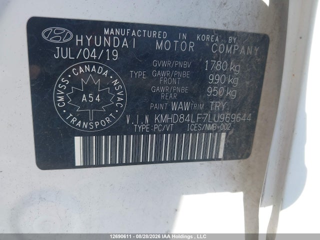 KMHD84LF7LU969644 Hyundai Elantra Sel/value/limited