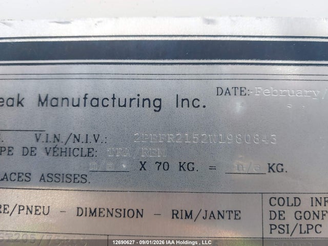 Продаж на аукціоні авто 1998 Frontier Frontier, vin: 2PEFR2152W1980843, номер лоту: 12690627