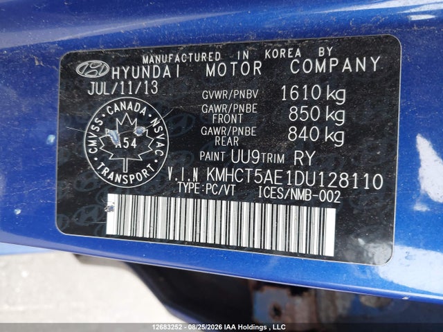 Продажа на аукционе авто 2013 Hyundai Accent Gl, vin: KMHCT5AE1DU128110, номер лота: 12683252