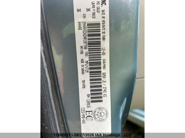 12690651 :رقم المزاد ، 2A4RR5DX2AR187700 vin ، 2010 Chrysler Town & Country Touring مزاد بيع