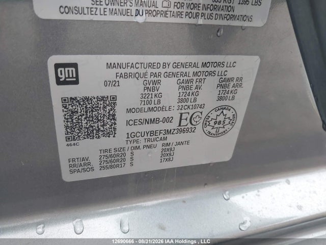 Chevrolet Silverado 1500 Custom 2021 1GCUYBEF3MZ396932 Image 9